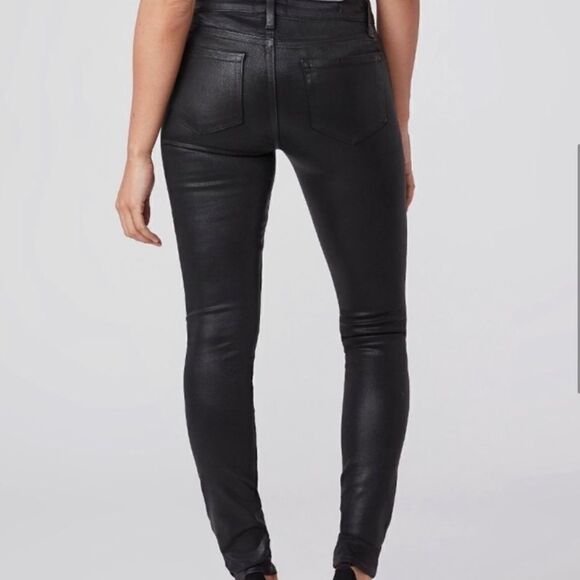 PAIGE Verdugo Ankle Black Silk Coated Skinny Jean - Picture 12 of 16